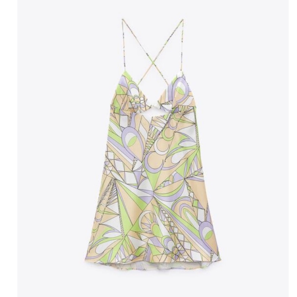 NWOT Zara cut-out satin effect mini dress